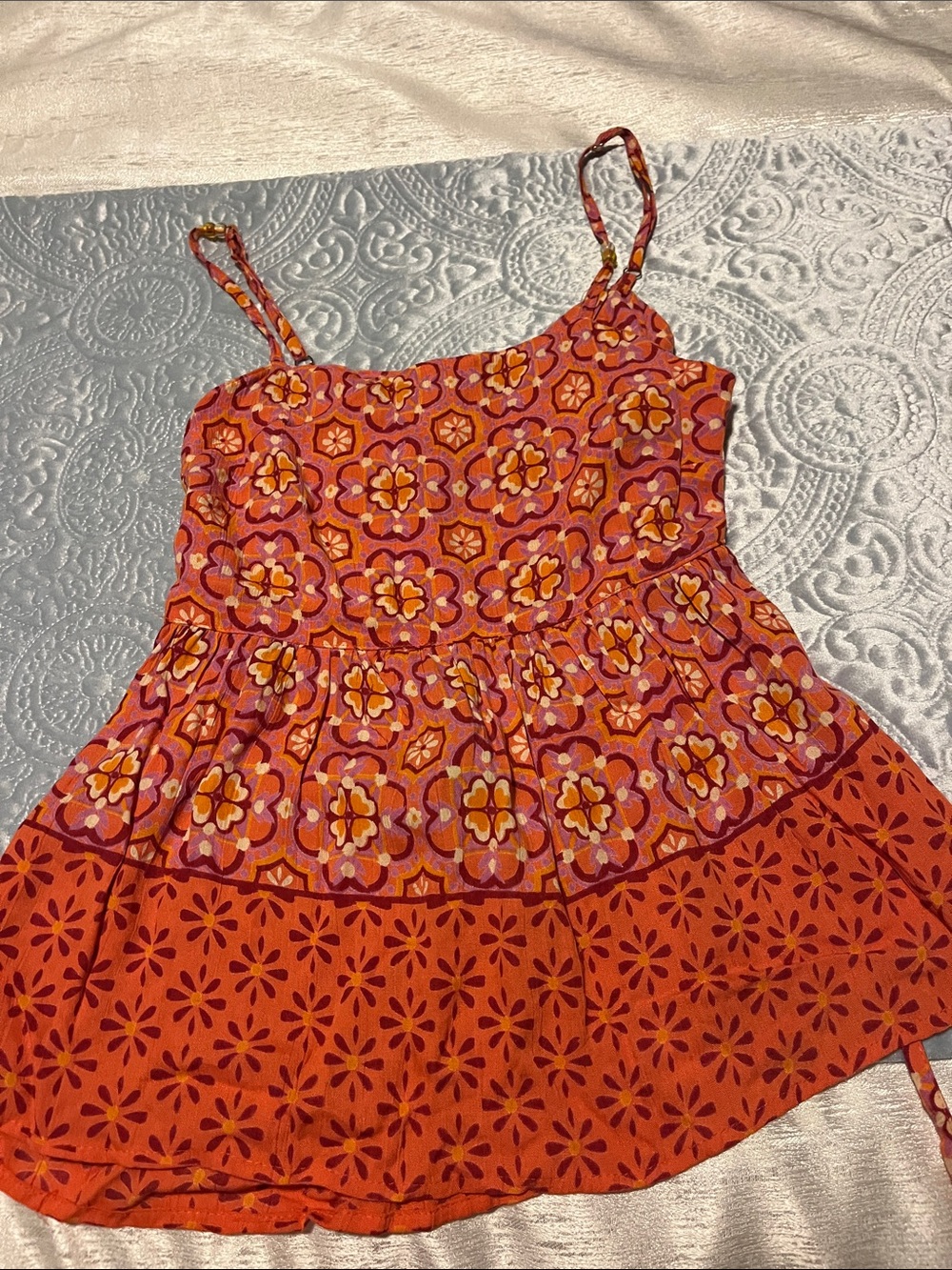 Angie Orange Floral Print Spaghetti-Strap Camisole
